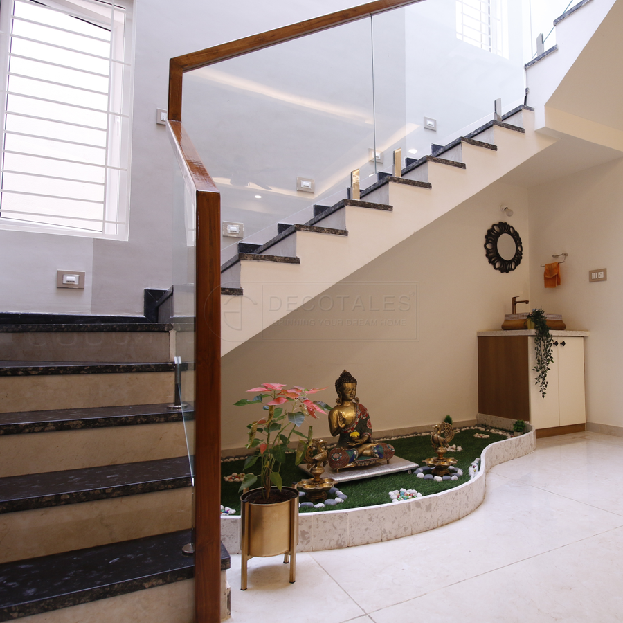 Staircase with indoor garden in a villa in Horamavu, Bangalore – Decotales turnkey interiors